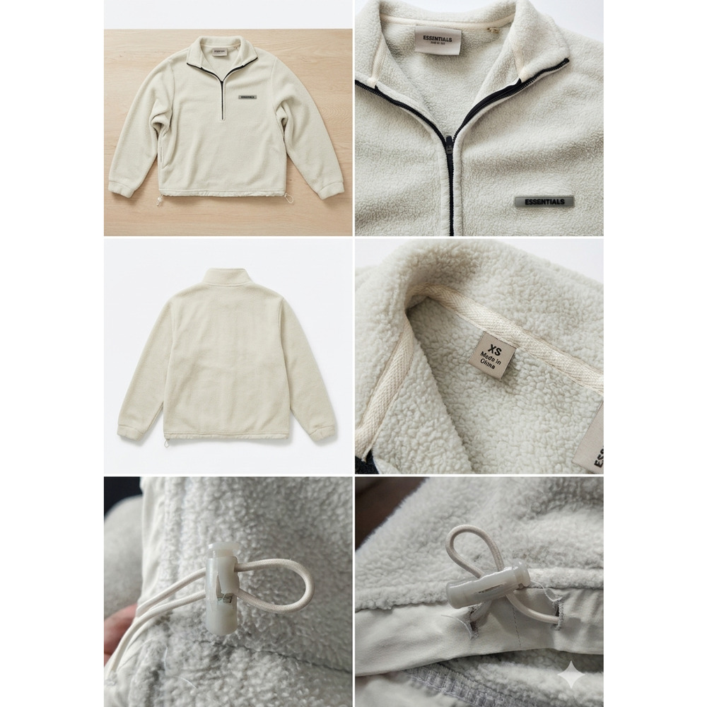 Fear of God Essentials Polar Fleece Half Zip Pullover Oatmeal XS Fits Large FOG